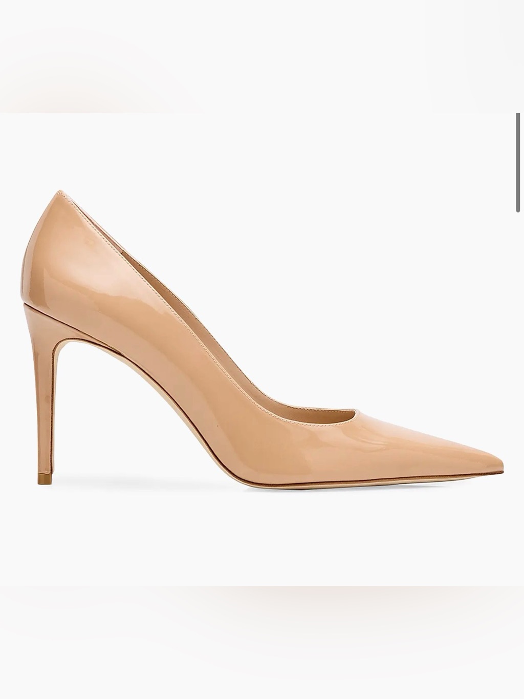 Stuart Weitzman Pinot Patent Leather Pointed Toe Pumps Beige Nude Size 6